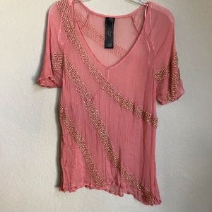 Free People New Romantics Beaded Sheer Top